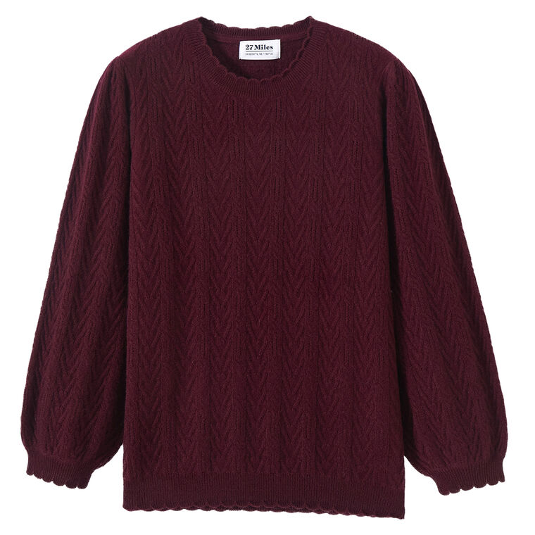 Charlene Cashmere Textured Crewneck Sweater image number null
