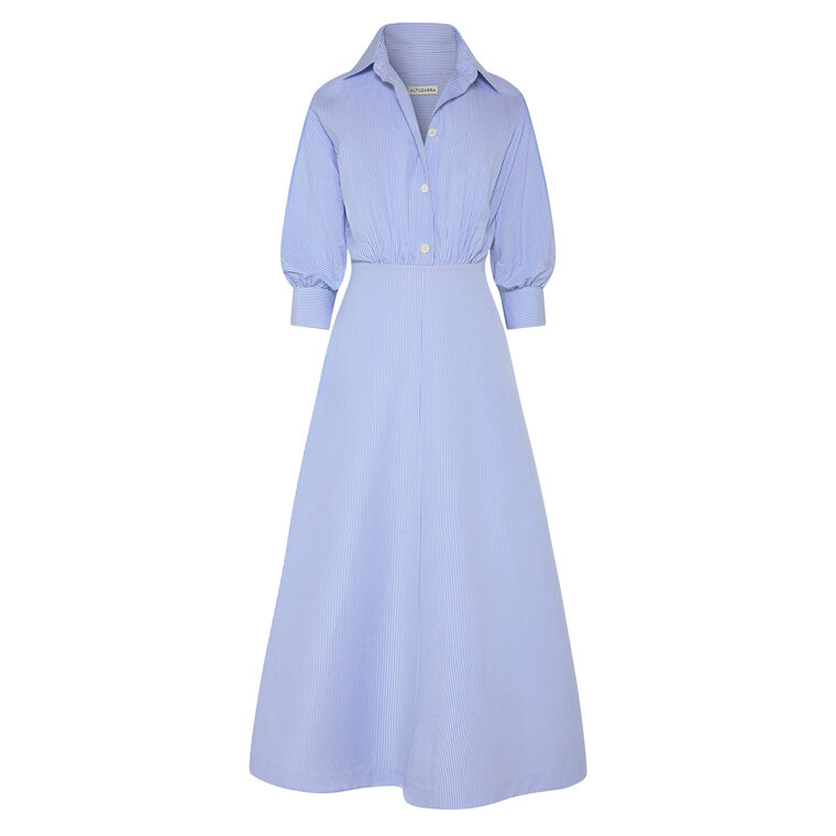 Eleanor 3/4 Sleeve Point Collar Midi Dress image number null