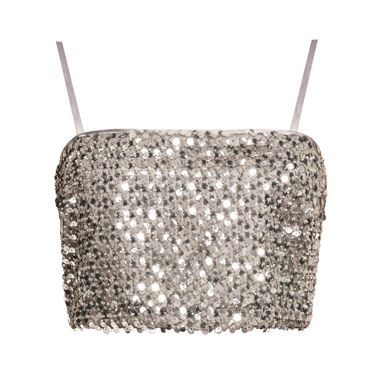 Cassandra Sleeveless Sequin Crop Top image number null