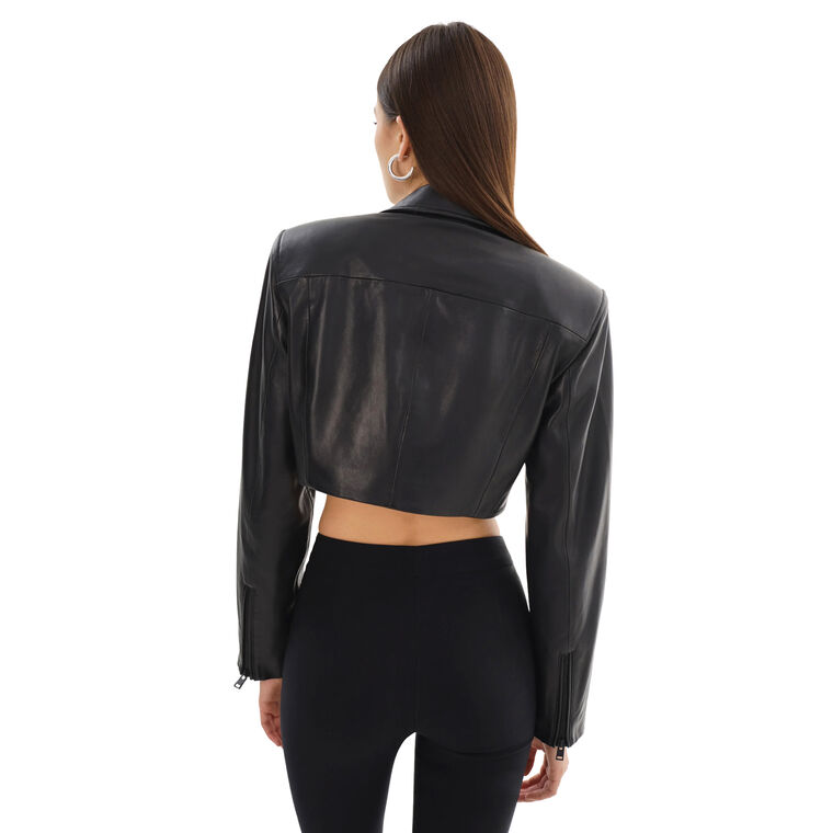 Daylin Cropped Leather Jacket image number null