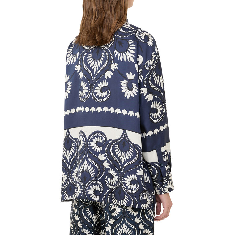 Lastra Long Sleeve Printed Silk Patchwork Shirt image number null