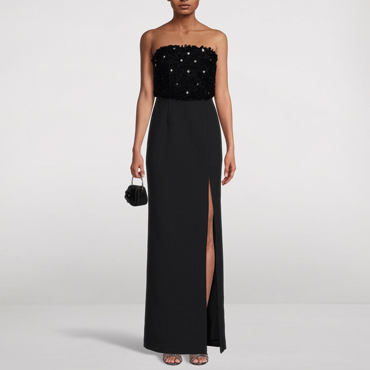 Elaine Floral Applique Strapless Gown image number null
