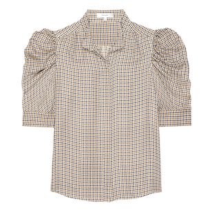 The Houndstooth Gillian Short Sleeve Silk Top