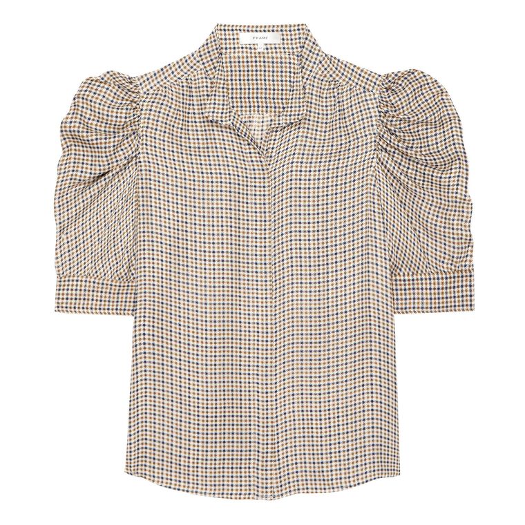 The Houndstooth Gillian Short Sleeve Silk Top image number null