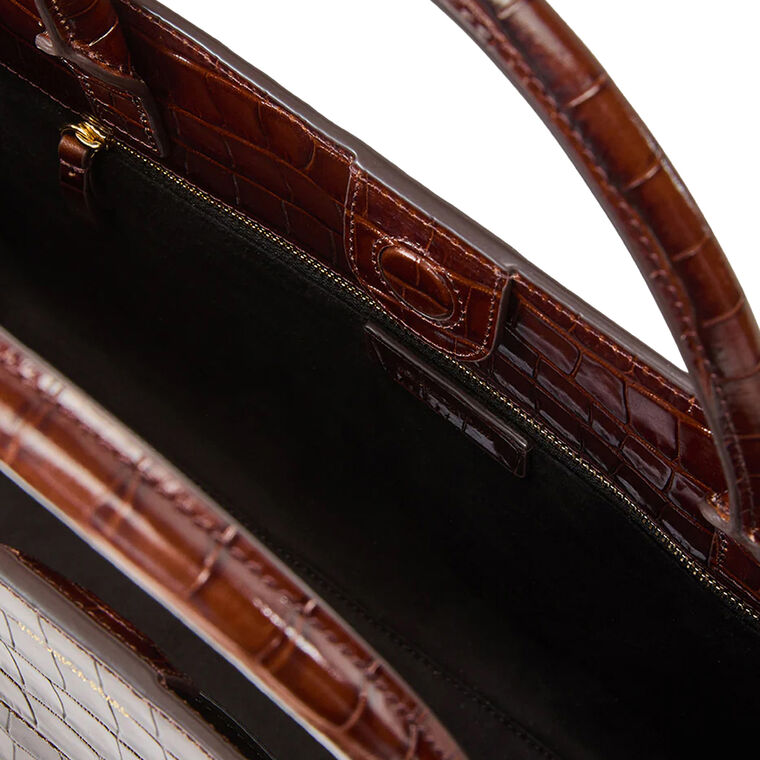 Large Croc-Embossed Dash Top Handle Bag image number null