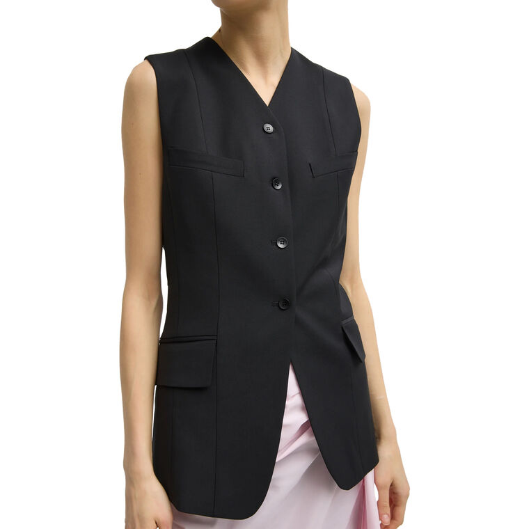 Recycled Tropical Wool Vest With Blousant Back image number null