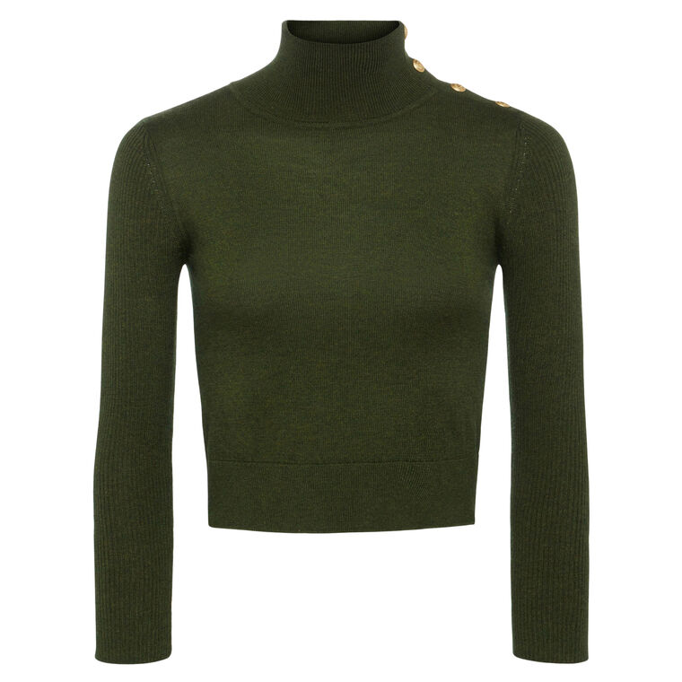 Kamdyn Crop Mock Neck With Snap Buttons image number null