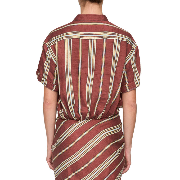 Leonore Short Sleeve Striped Linen Shirt image number null