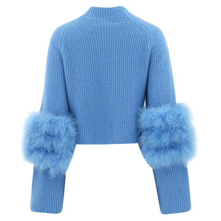 Airy Cashmere Silk Ribbed Sweater With Feathers image number null