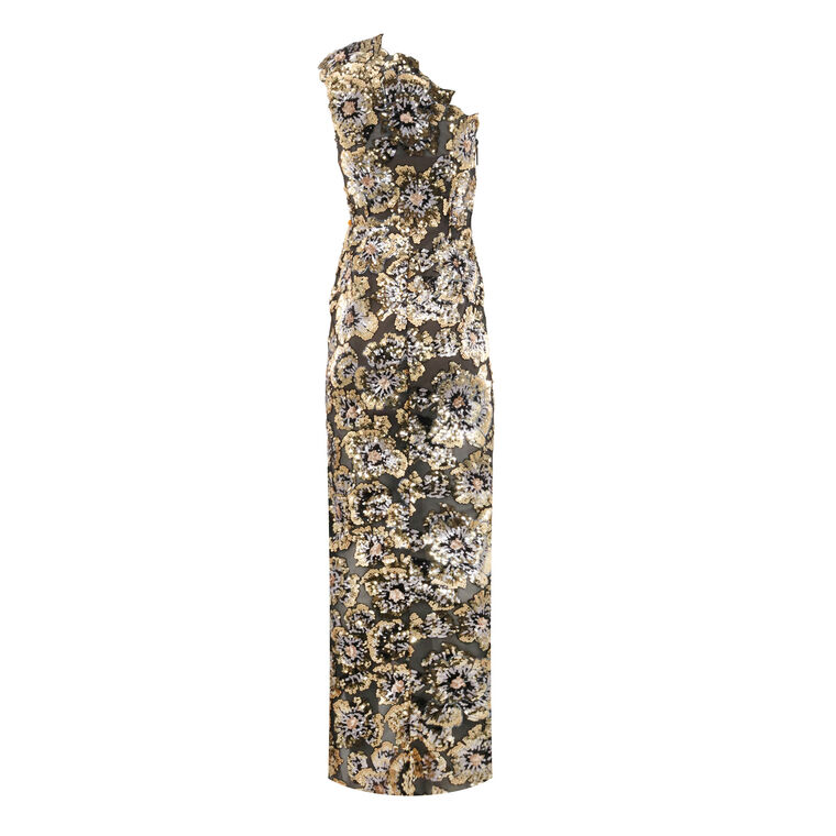 Tokyo Sequin-Embellished One-Shoulder Maxi Dress image number null