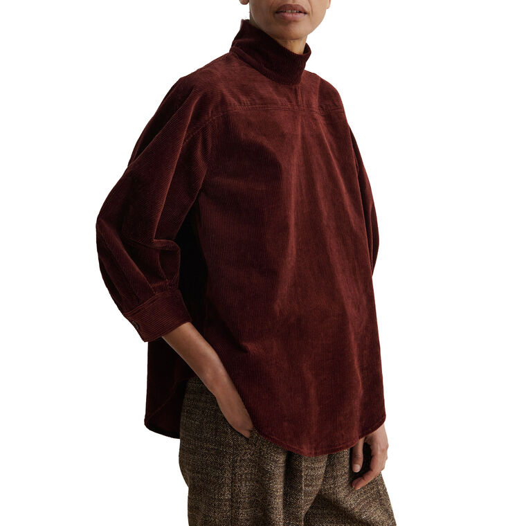 Groth 3/4 Sleeve Corduroy Turtleneck Top image number null