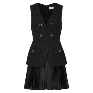 Boucle Mixed Media Mini Dress