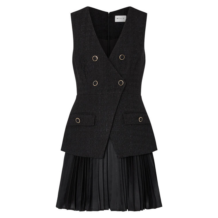 Boucle Mixed Media Mini Dress image number null
