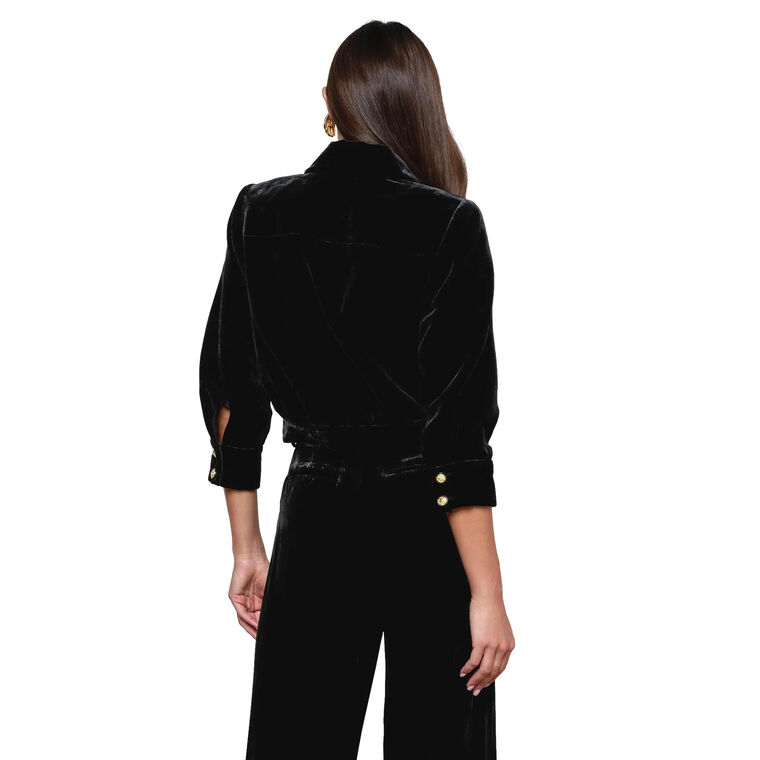 Jia Cropped Velvet Jacket image number null