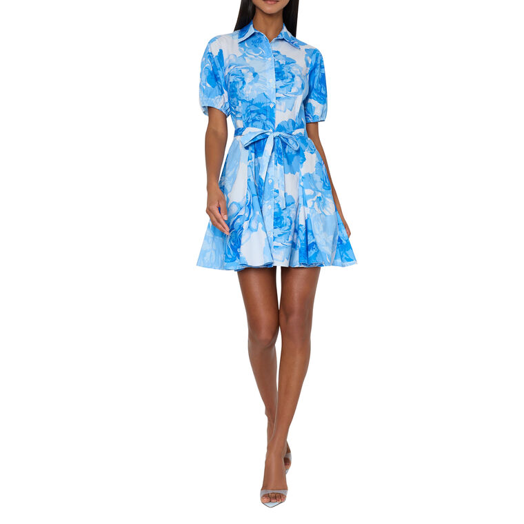 Juni Short Sleeve Printed Poplin Mini Dress image number null