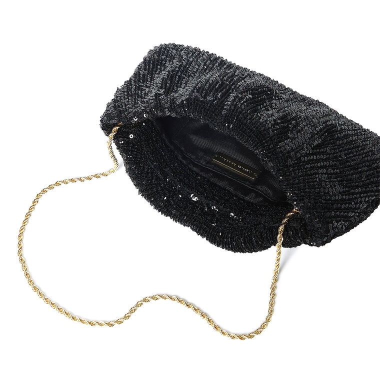Brit Flat Pleated Sequin Clutch image number null