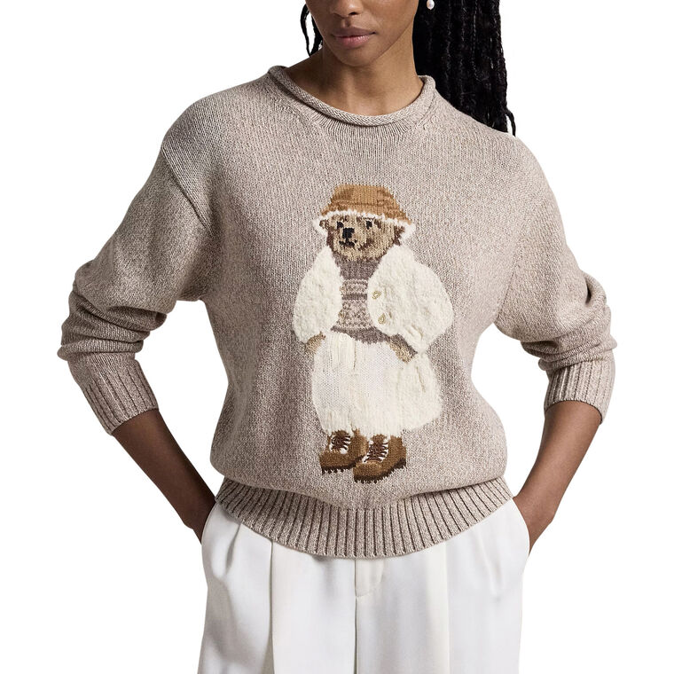 Cotton Bear Roll Neck Long Sleeve Pullover Sweater image number null