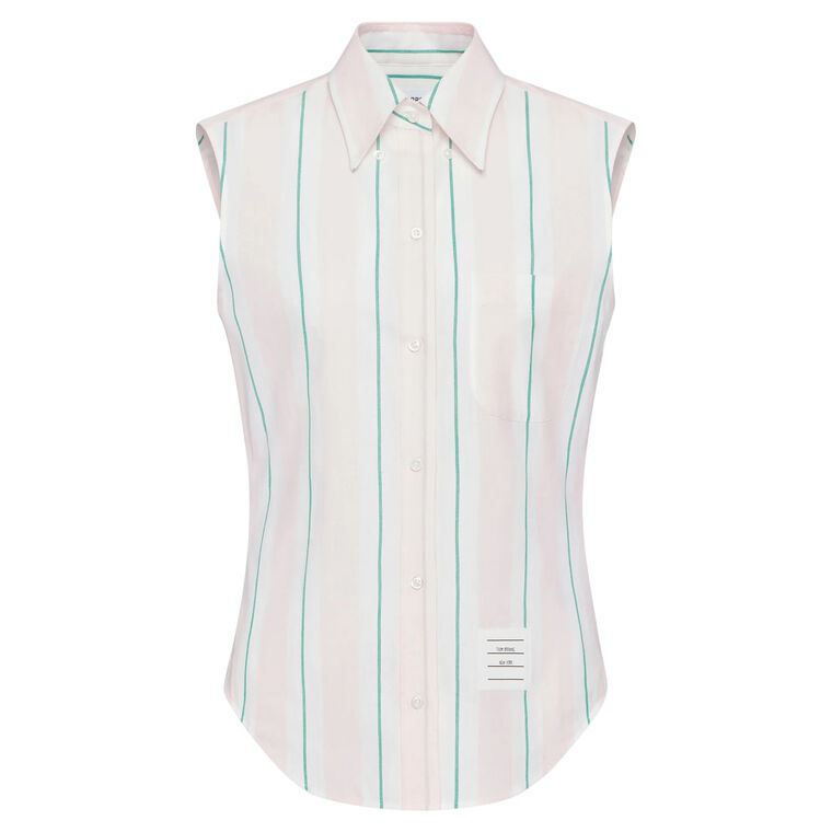 Sleeveless Classic Button Down Point Collar Shirt image number null