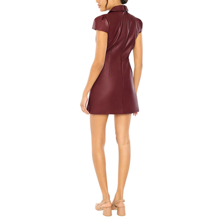 Anika Short Sleeve Vegan Leather Mini Dress image number null