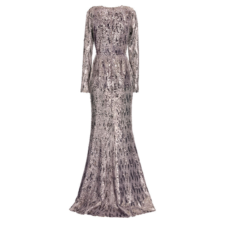 Sequin Long Sleeve Gown image number null