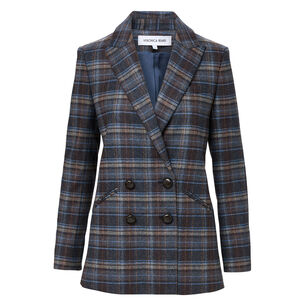 Oria Plaid Double Breasted Dickey Jacket