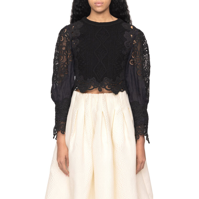 Vania Lace Combo Sleeve Sweater image number null
