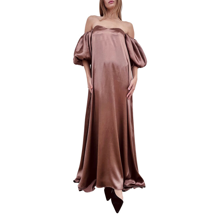 Palmer Liquid Satin Off-The-Shoulder Gown image number null