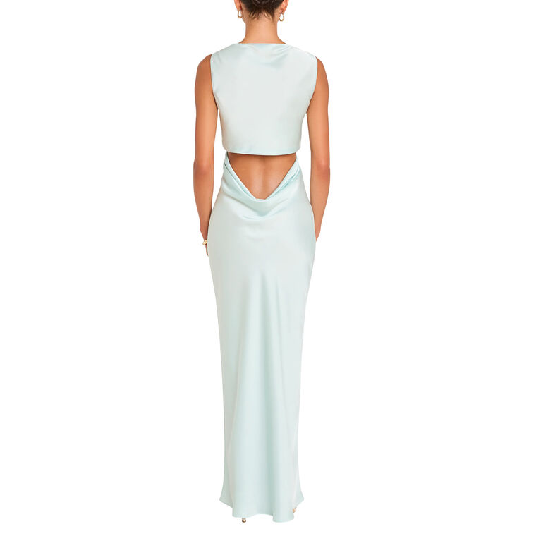 Roslyn Sleeveless Cowl Neck Satin Gown image number null