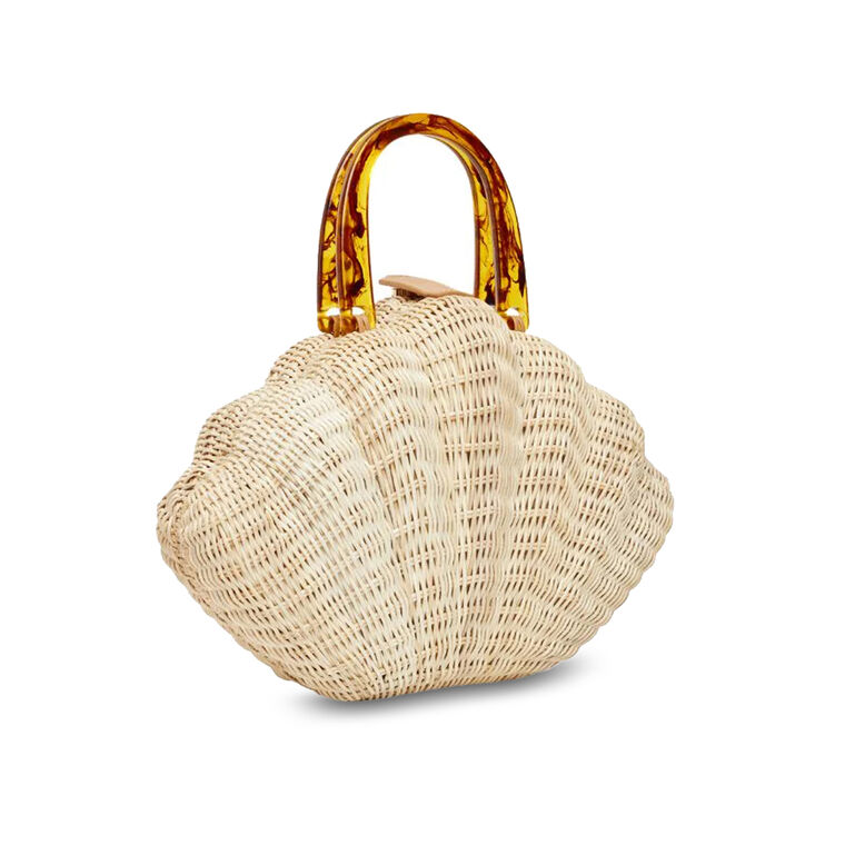 The Coquille Straw Shell Handbag image number null