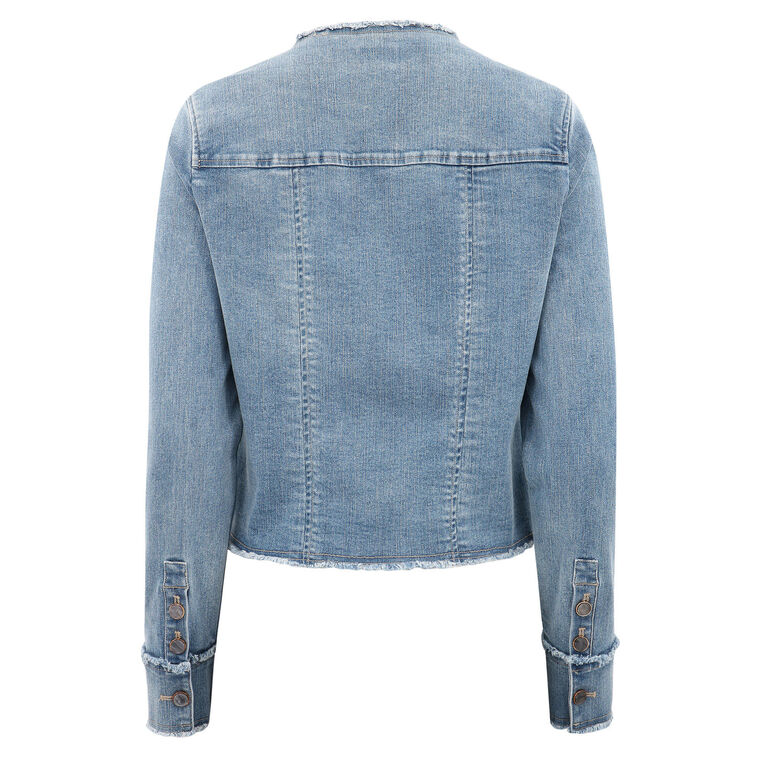 Collarless Jacket With Fray image number null