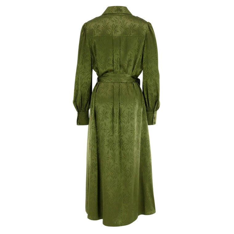 Darcy Long Sleeve Belted Silk Jacquard Midi Dress image number null