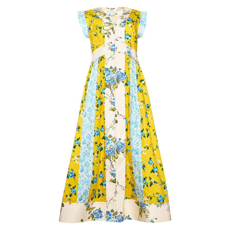 April Short Sleeve V-Neck Mixed Print Midi Dress image number null