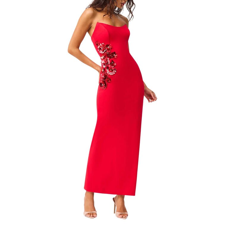 Yasmine Strapless Floral Detail Maxi Dress image number null
