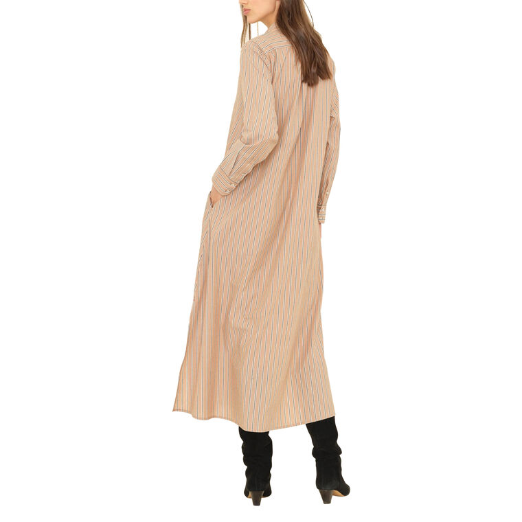 Boden Long Sleeve Crisp Cotton Stripe Midi Dress image number null