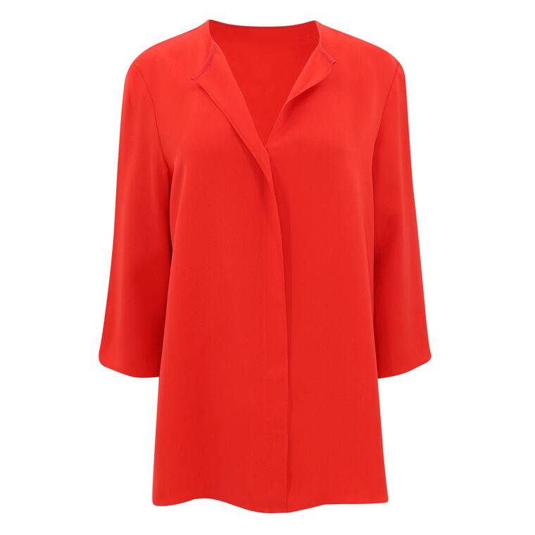 4-Ply Silk Elbow Sleeve Blouse image number null