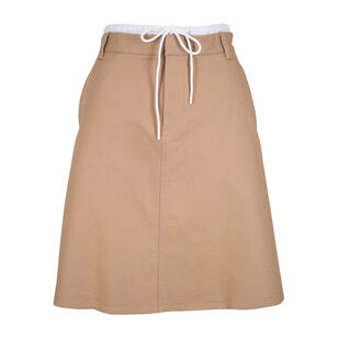 Mid Rise Double Waistband Cotton Skirt