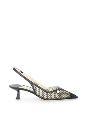 45mm Amita Fishnet Mesh Slingback Pumps