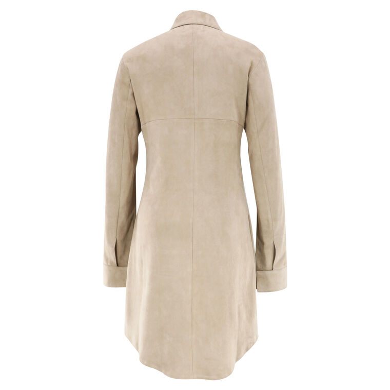 Long Sleeve Suede Mini Shirt Dress image number null