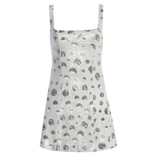 Sequin Chrome Polka Dot Cocktail Dress