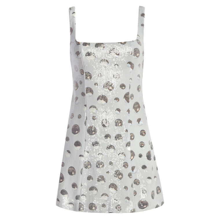 Sequin Chrome Polka Dot Cocktail Dress image number null