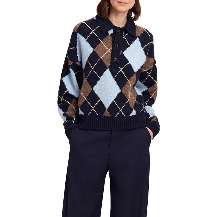 Lennon Argyle Polo Sweater image number null