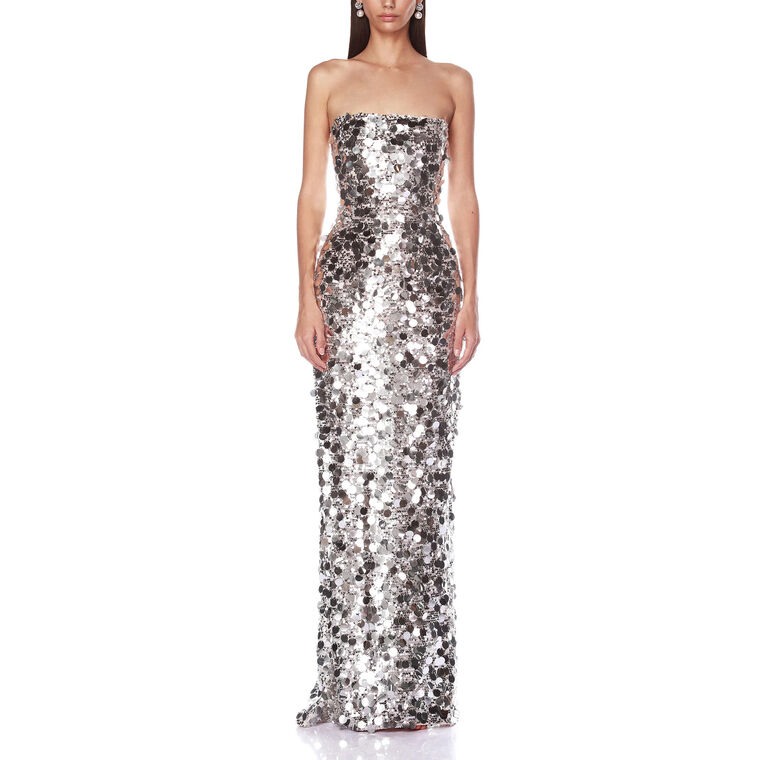 Farah Metallic Strapless Gown image number null