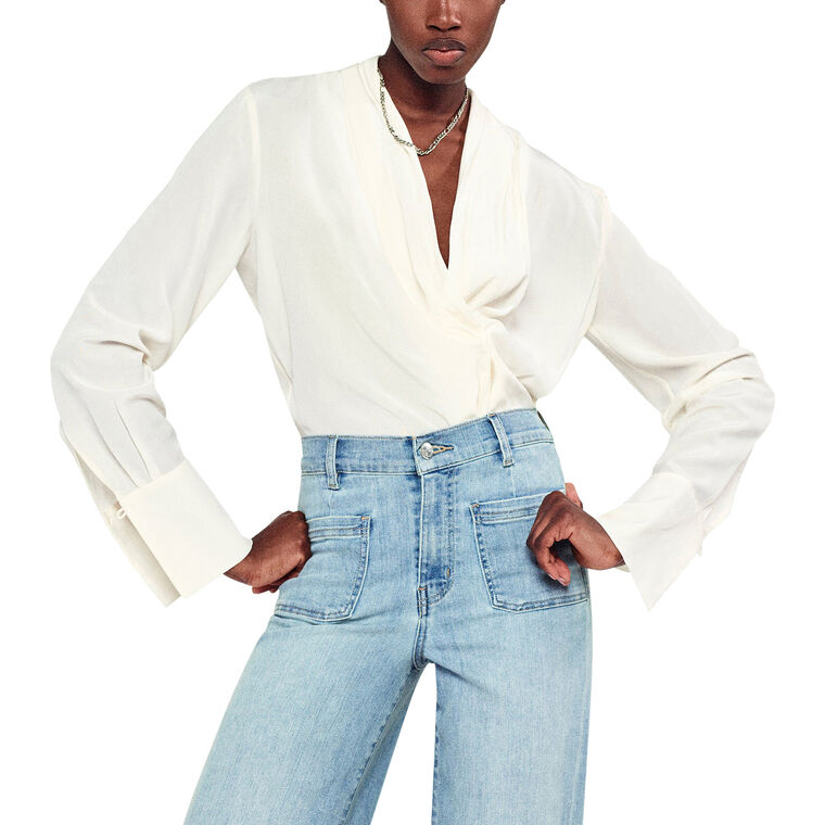 Shawl Collar Silk Blouse image number null