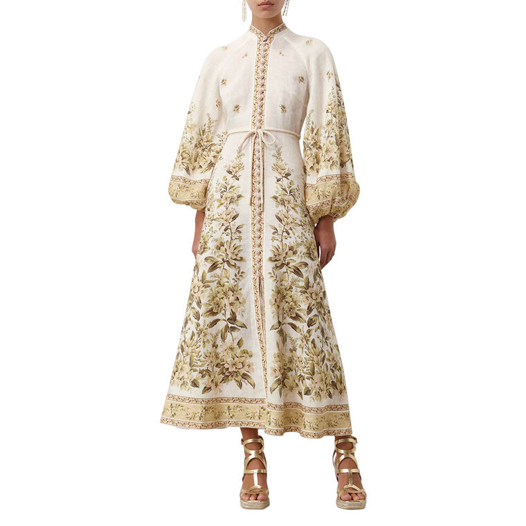 Golden Buttoned Midi Dress image number null