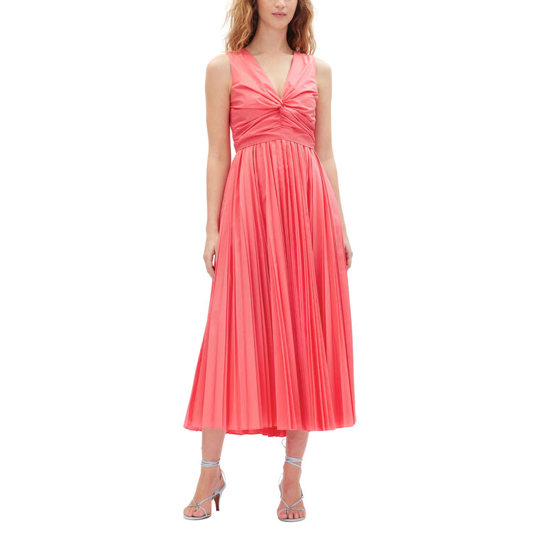 Erica Sleeveless Cotton Poplin Pleated Midi Dress image number null