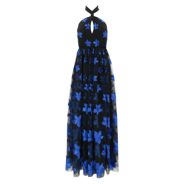 Claudette Floral Tulle Halter Gown image number null