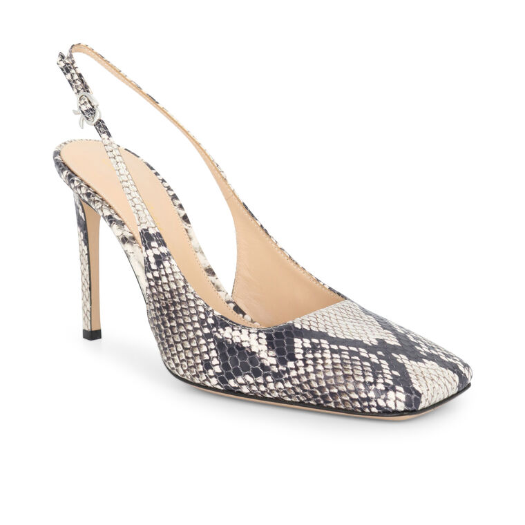 100mm Embossed Square-Toe Slingback Pumps image number null