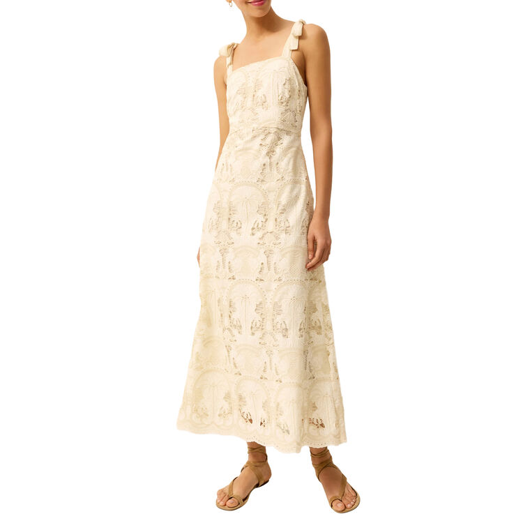 Lulu Sleeveless Embroidered A-Line Midi Dress image number null