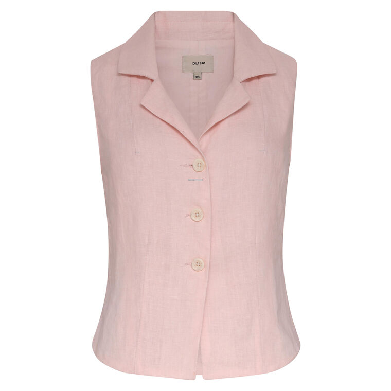 Neev Sleeveless Linen Button-Front Top image number null