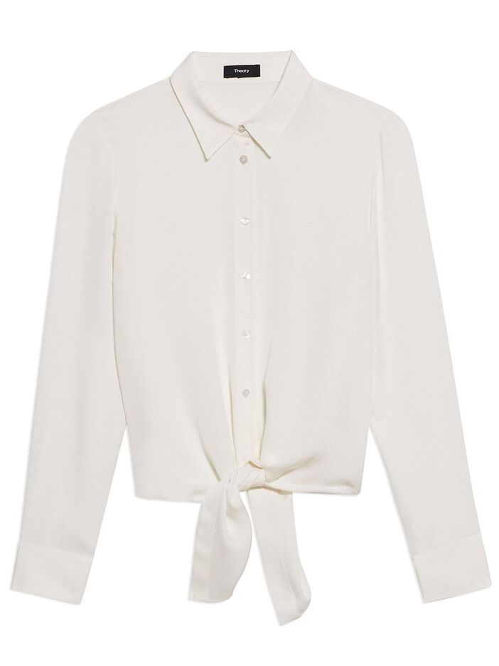 Button Down Tie Waist Blouse image number null